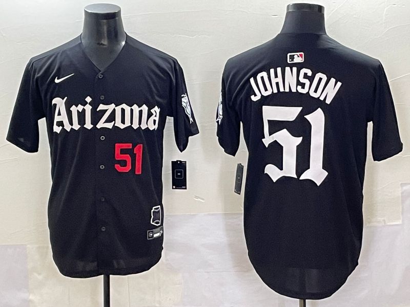 Men 2025 Arizona Diamondback 51 Johnson Black Five generations Joint Name Nike MLB Jersey style 4